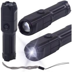 Lean LED Zseblámpa, Állítható Zoom, 3 Világítási Mód, USB Töltés, Fekete - 24880 (24880) (24880)