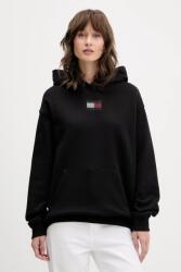Tommy Hilfiger pamut melegítőfelső fekete, nyomott mintás, kapucnis, DW0DW21605 - fekete M