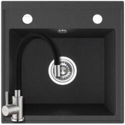 Laveo SRP_710T+SAP4-F090KB - LAVEO RINA 440X440 egymedencés gránit mosogató dugókiemelővel fekete + ZEGOR csaptelep fekete (SRP_710T+SAP4-F090KB)