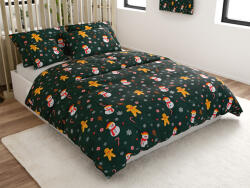  SNOWMAN AND GINGERBREAD mikroszálas ágyneműhuzat zöld Ágyneműhuzat mérete: 2 db 70 x 90 cm | 200 x 220 cm