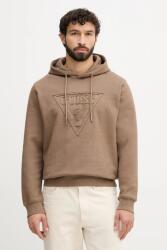 GUESS pamut melegítőfelső barna, nyomott mintás, kapucnis, M5BQ04 K0961 - barna XXL