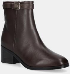 Tommy Hilfiger bőr csizma TH BUCKLE RIDING MID HEEL BOOTIE barna, magassarkú, FW0FW08859 - barna Női 37