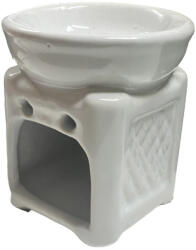  Kerámia olajmécses rácsos mintával - Törtfehér