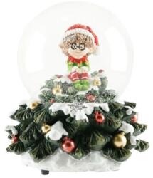  Hógömb karácsonyfán ülő manóval poly, üveg 8, 7x7, 5cm színes (JH6784B)