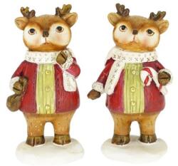  Dekoráció szarvas cukorbottal, csomaggal álló poly 5x3, 8x9cm barna, piros 2 féle 1db, figura nem választható (MX242840-3.5)