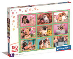 Clementoni Clementoni- 180 db-os SuperColor puzzle - Kutyakölykök kollázs (29788) (29788)