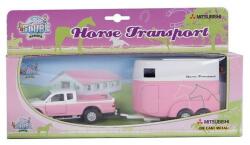  Fém hátrahúzós Pick-up teherautó és lószállító pink (110010289) (520124)