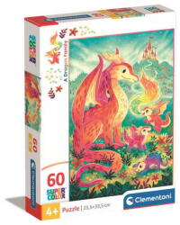 Clementoni Clementoni- 60 db-os SuperColor puzzle - Sárkánycsalád (26600) (26600)