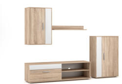 Nappali Szekrénysor Sonoma Tölgy / Fehér Színben. BERNO (wipPUBEME30SOBB0S3020)
