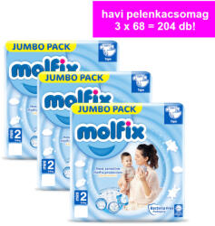 Molfix Havi pelenkacsomag Jumbo (2-es) 3 - 6 kg (204 db/cs) - perfectlife