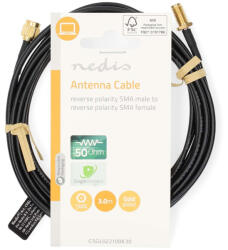 Nedis CSGL02210BK30 rp-sma kábel, rp-sma apa - rp-sma anya, 50 ohm, 3 m, fekete