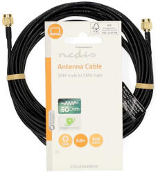 Nedis CSGL02000BK50 sma kábel, sma apa - sma apa, 50 ohm, 5 m, fekete