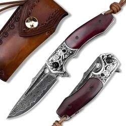 HARAHU MASTERPIECE NO-26646 Damaszk összecsukható vadászkés - Barna KP26646