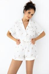 Sensis Nastia női muszlinpizsama, fehér, levélmintás, S