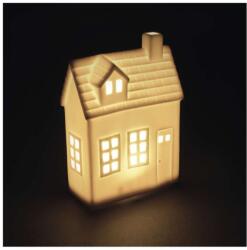 EMOS karácsonyi fénydekoráció időzítővel - elemes kerámia házikó 1 LED 17, 9cm - meleg fehér (DCLW37)