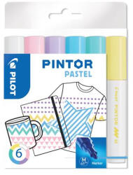  Dekormarker készlet, 1, 4 mm, PILOT "Pintor M" 6 különböző pasztel szín