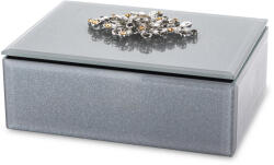 Art-Pol Vetrario design szögletes szürke ékszeres doboz ezüst kövekkel rakott dísszel 6x11x16cm (166682)
