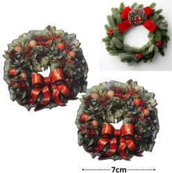  Nyomtatott dekorkarton - Karácsonyi koszorú 7cm 2db/csomag