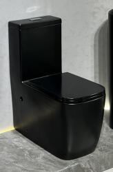  Set vas WC , montare pe podea, Rimless, evacuare laterala, finisaj negru mat 64 x 36 x 80 cm T2214M5 (C1325)