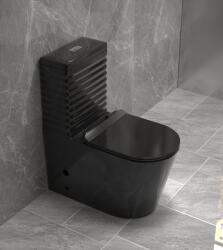  Set vas WC , montare pe podea, rimless, evacuare laterala, negru lucios , 68 x 37 x 80 cm T2126B (C1300)