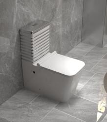  Set vas wc cu capac slim, montare pe podea, rimless, evacuare laterala, alb gri 64 x 36 x 80 cm T2079WS (C1293)