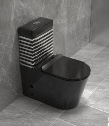  Set vas wc cu capac slim, montare pe podea, rimless, evacuare laterala, negru gri 68 x 37 x 80 cm T2126BS (C1298)