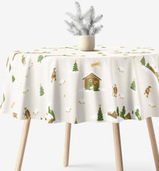 Goldea karácsonyi kör alakú pamut terítő - karácsonyi dalok Ø 140 cm