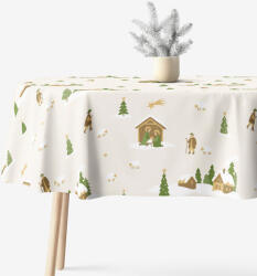 Goldea karácsonyi ovális pamut terítő - karácsonyi dalok 140 x 200 cm
