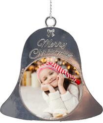  Fényképes karácsonyfadísz - csengő - 2 oldalas - Ezüst