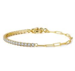 BeSpecial Bratara tennis argint 925 placata cu aur 14K cu zirconiu 18 cm (BRR85)