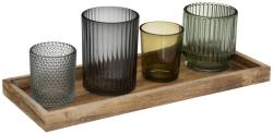 Atmosphera Suport lumanari Eternity, lemn, sticla, 32.5 x 12.5 x H 8.5 cm
