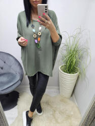 Norafashion Nagyon csinos nyakláncos lezser felső (khaki) (952827)