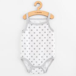 NEW BABY Body pentru bebeluși fără mâneci New Baby Classic II cu stele gri pentru fetițe, mărime 56 (0-3luni)