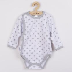 New Baby Body pentru bebeluşi New Baby Classic II, gri, cu steluţe, care se deschid complet, mărime 62 (3-6l)
