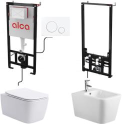Anahita Construction Set complet vas WC si bideu Recall Anahita, alb, rimless, rezervor incastrat AM101/1120, cadru bideu A105/1120, clapeta M670 (alcaLX1907BID1067)