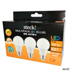 Steck steck! MULTIPACK (3 db) LED fényforrás, 9W, E27, meleg fehér (SRL 927M3)