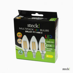 Steck ! LED filament fényforrás 7W E14 2700K gyertya MULTIPACK