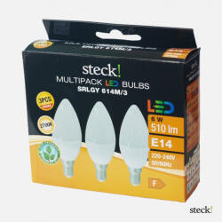 Steck ! MULTIPACK (3 db) LED gyertya 6W E14, meleg fehér