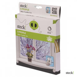  steck! Ablaktömítő, D profil, FEHÉR, 6m (SAD 6F)