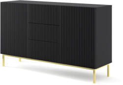 BIM Furniture Комод Ravenna B 150 2D3S фрезован фолиран MDF, черен мат/злато (RAVENNACAB150BLMGF)
