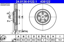 ATE Disc frana ATE 24.0136-0122.1 (24.0136-0122.1)