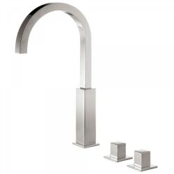 TRES Cuadro Exclusive pultba építhető két fogantyús mosdócsaptelep acél 00810504AC (00810504AC)