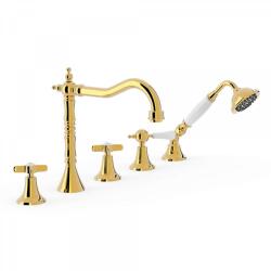 TRES Tres-Clasic kádperembe építhető 5 lyukas kádcsaptelep arany 24214601OR (24214601OR)