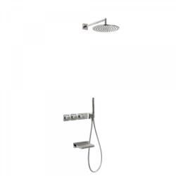 TRES Block-System beépíthető 3 utas termosztátos zuhanyrendszer kádtöltővel acél 20735308AC (20735308AC)