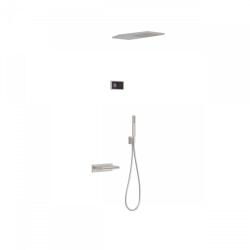 TRES Shower Technology falba építhető elektronikus termosztátos zuhanyrendszer kádkifolyóval acél 09288316AC (09288316AC)