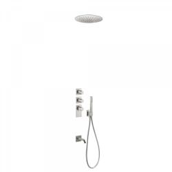 TRES Block-System beépíthető 3 utas termosztátos zuhanyrendszer kádkifolyóval acél 20635302AC (20635302AC)
