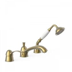 TRES Tres-Clasic kádperembe építhető 3 lyukas kádcsaptelep matt, kopott réz 24214501LM (24214501LM)