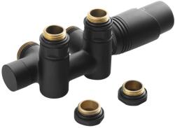 Sapho BRUCKNER WICHER COMBI csatlakozókészlet, termosztátos szelleppel, 50mm, matt fekete (600.331. 6) (600.331.6)