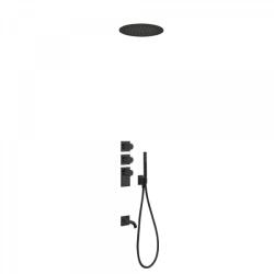 TRES Block-System beépíthető 3 utas termosztátos zuhanyrendszer kádkifolyóval matt fekete 20635302NM (20635302NM)