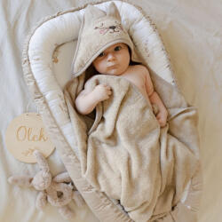 ColorStories Pamut kapucnis fürdőlepedő 85x85cm - cica - cappucino (200386)